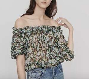Maje lulli off the shoulder floral print blouse S